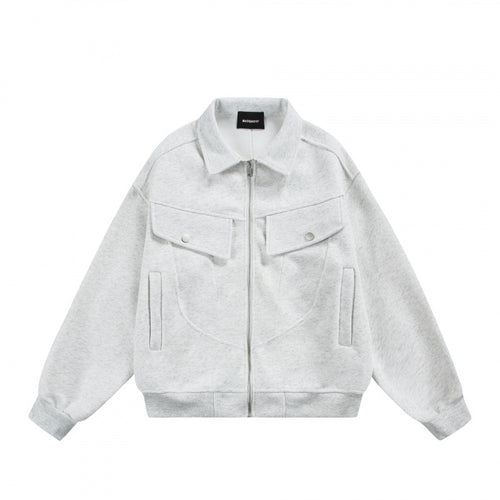 Unisex Zip-Sweatjacke mit aufgesetzten Brustklappen und geripptem Saum Shop Nory