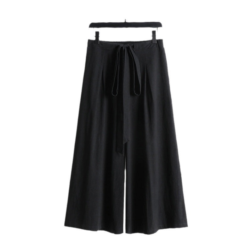 Damen Palazzo-Culotte mit elastischem Bund und Bindegürtel Shop Nory