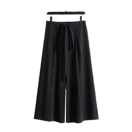 Damen Palazzo-Culotte mit elastischem Bund und Bindegürtel Shop Nory