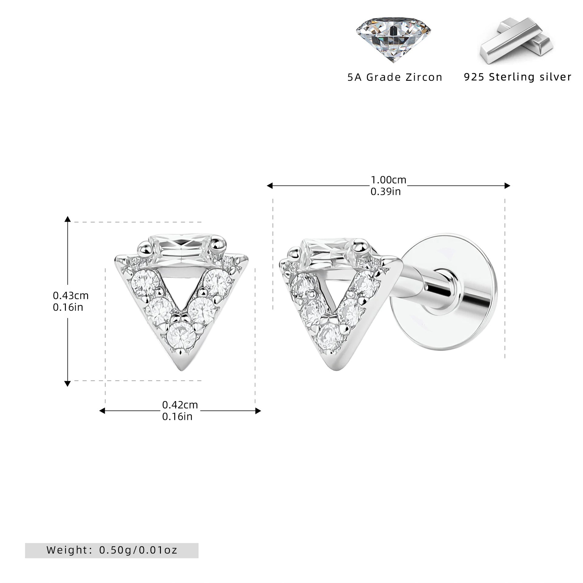 Damen Ohrstecker mit rautenförmigem Zirkonbesatz aus hochwertigem 925 Sterling Silber Shop Nory