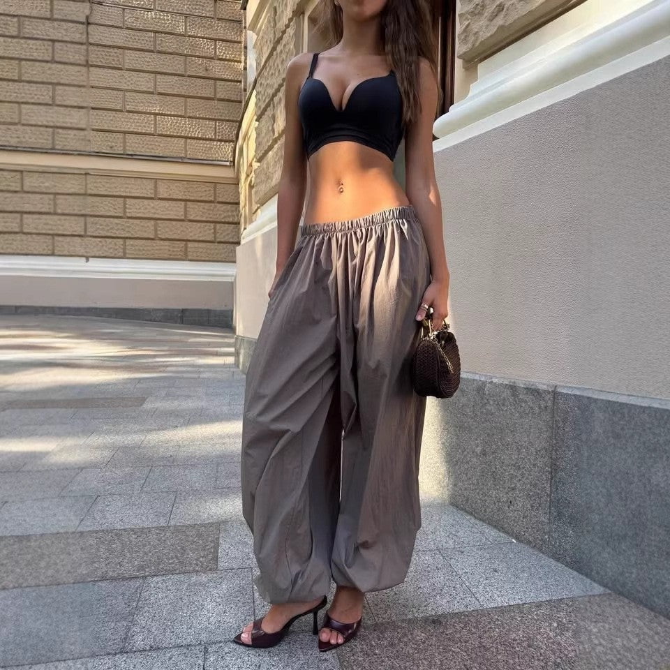 Damen weit geschnittene High-Waist Palazzo-Hose mit elastischem Bund und fließender Sommerqualität Shop Nory