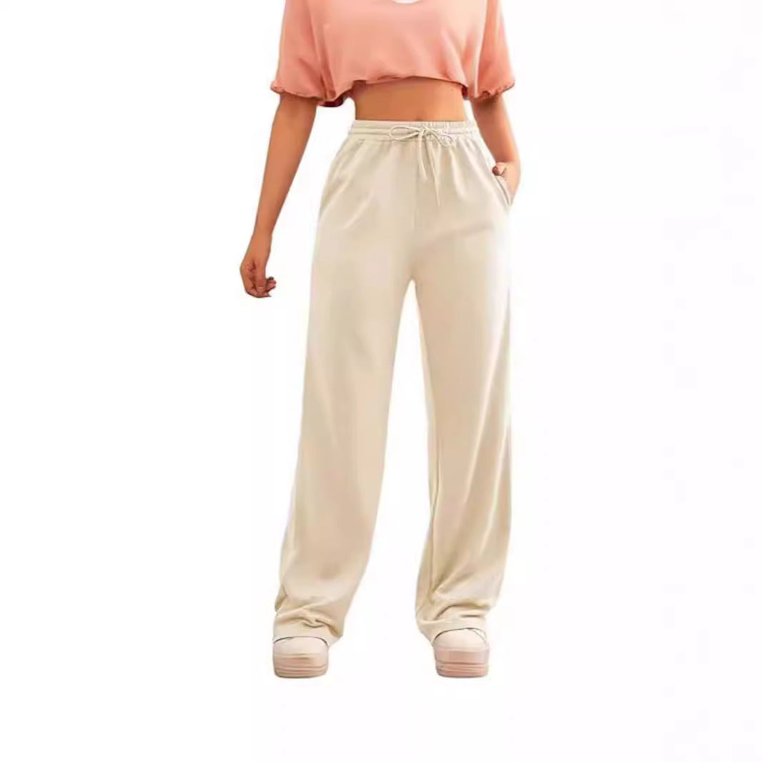 Damen nan fließende Relax-Palazzohose mit hohem Komfortbund, Kordelzug und seitlichen Einschubtaschen Shop Nory