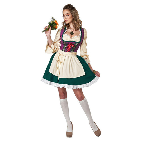 Damen nan traditionelles Dirndlkleid mit Schürze, geschnürter Corsage und Volantärmel Shop Nory