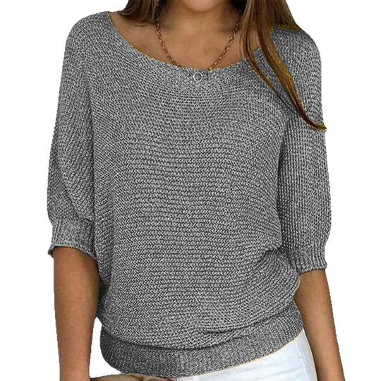 Damen nan legerer kastiger Feinstrickpullover mit weitem Ausschnitt Shop Nory