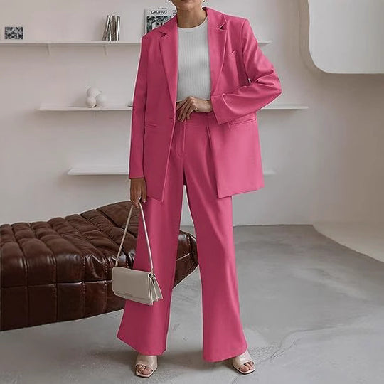 Damen nan Longblazer-Set mit kastiger Oversize-Silhouette, strukturierter Schulterpartie und hochtaillierter Palazzo-Hose Shop Nory