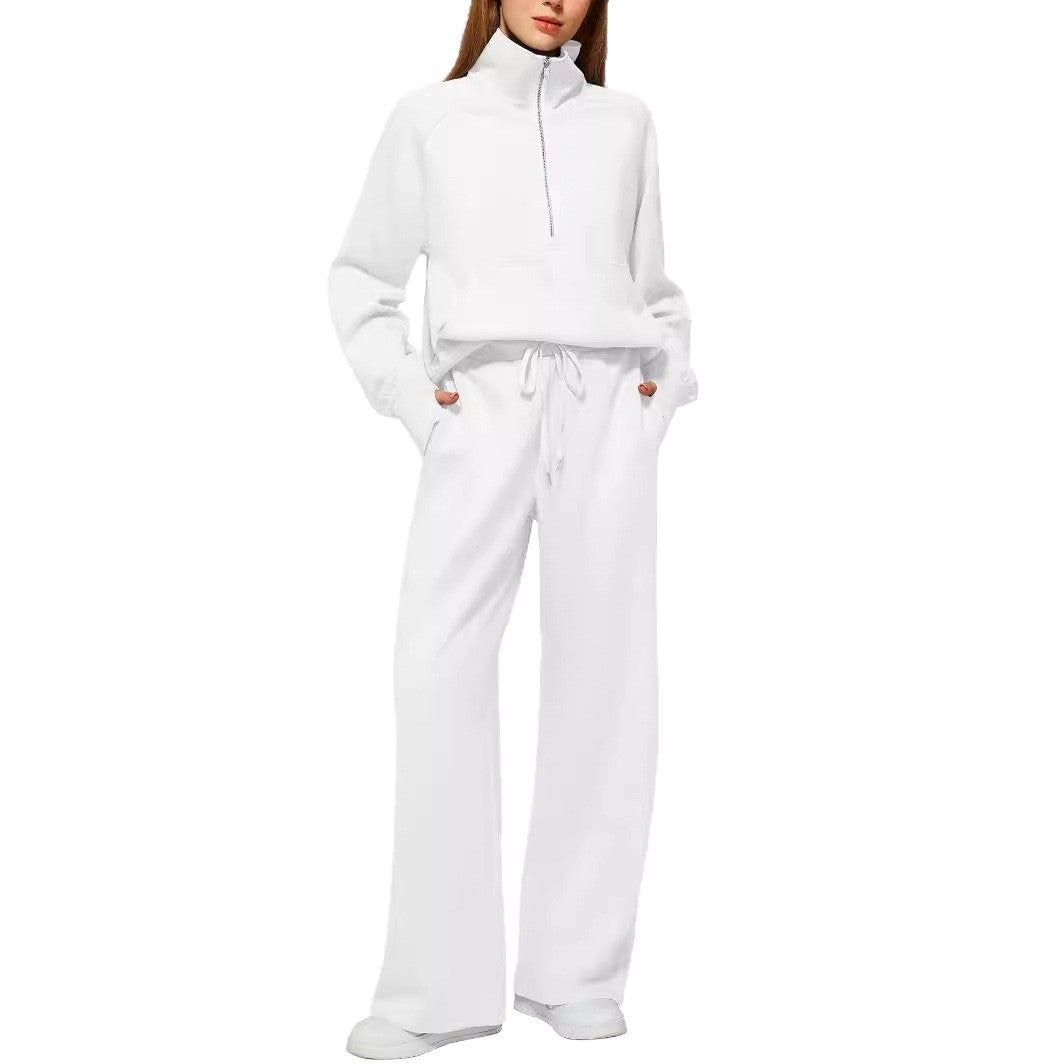Damen nan halbzip Lounge-Set mit hohem Stehkragen, Kängurutasche und weiten Highwaist-Jogginghose Shop Nory