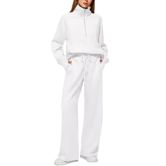 Damen nan halbzip Lounge-Set mit hohem Stehkragen, Kängurutasche und weiten Highwaist-Jogginghose Shop Nory