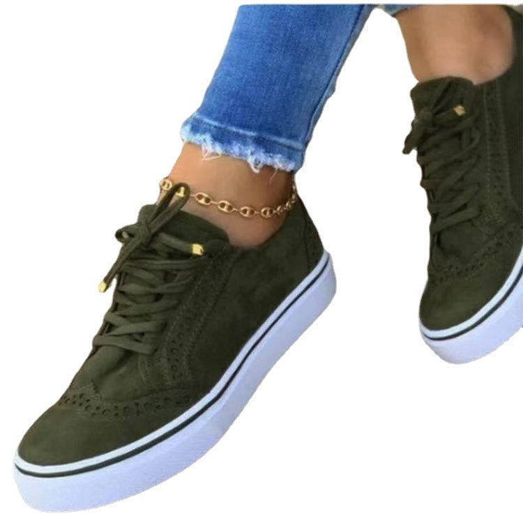 Damen modische Sneakers aus echtem Wildleder mit Detail-Briefing Shopnory