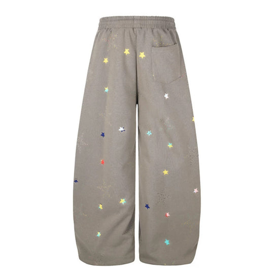 Damen Extraweite Palazzo‑Sweathose im Balloon‑Cut mit elastischem Komfortbund, Kordelzug und Sternen‑Applikation Shop Nory