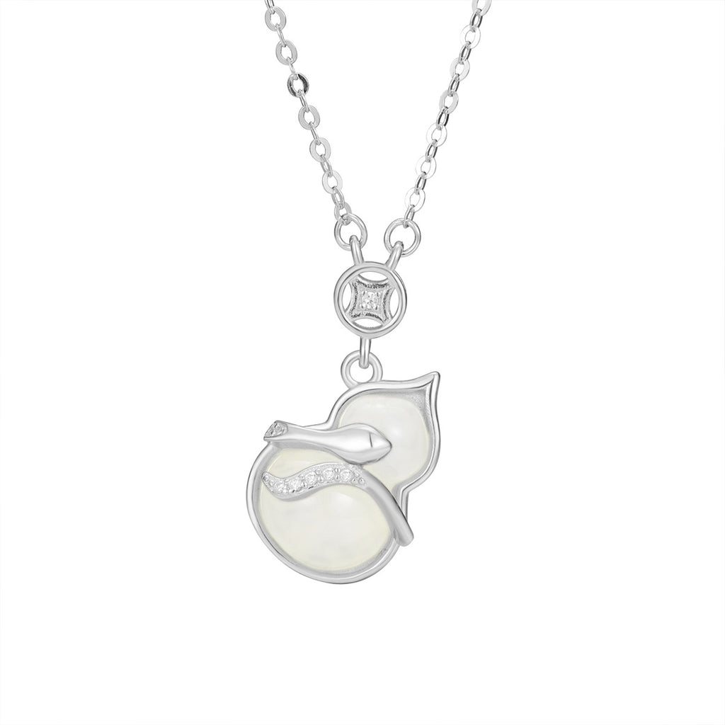 Damen elegante Halskette mit kunstvollem Blatt-Design und Perlenanhänger Shop Nory