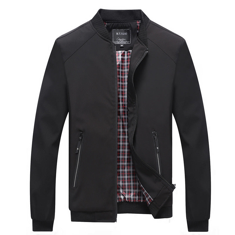 Herren Bomberjacke mit kariertem Innenfutter, windabweisender Shell und Reißverschluss-Taschen Shop Nory