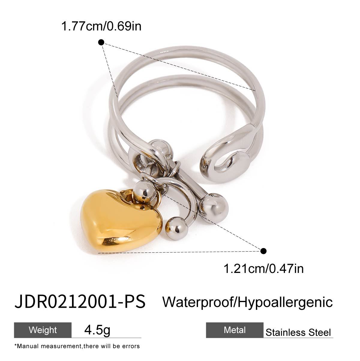 Damen Offener Ring mit elegantem Herzanhänger und hypoallergenen Eigenschaften Shop Nory