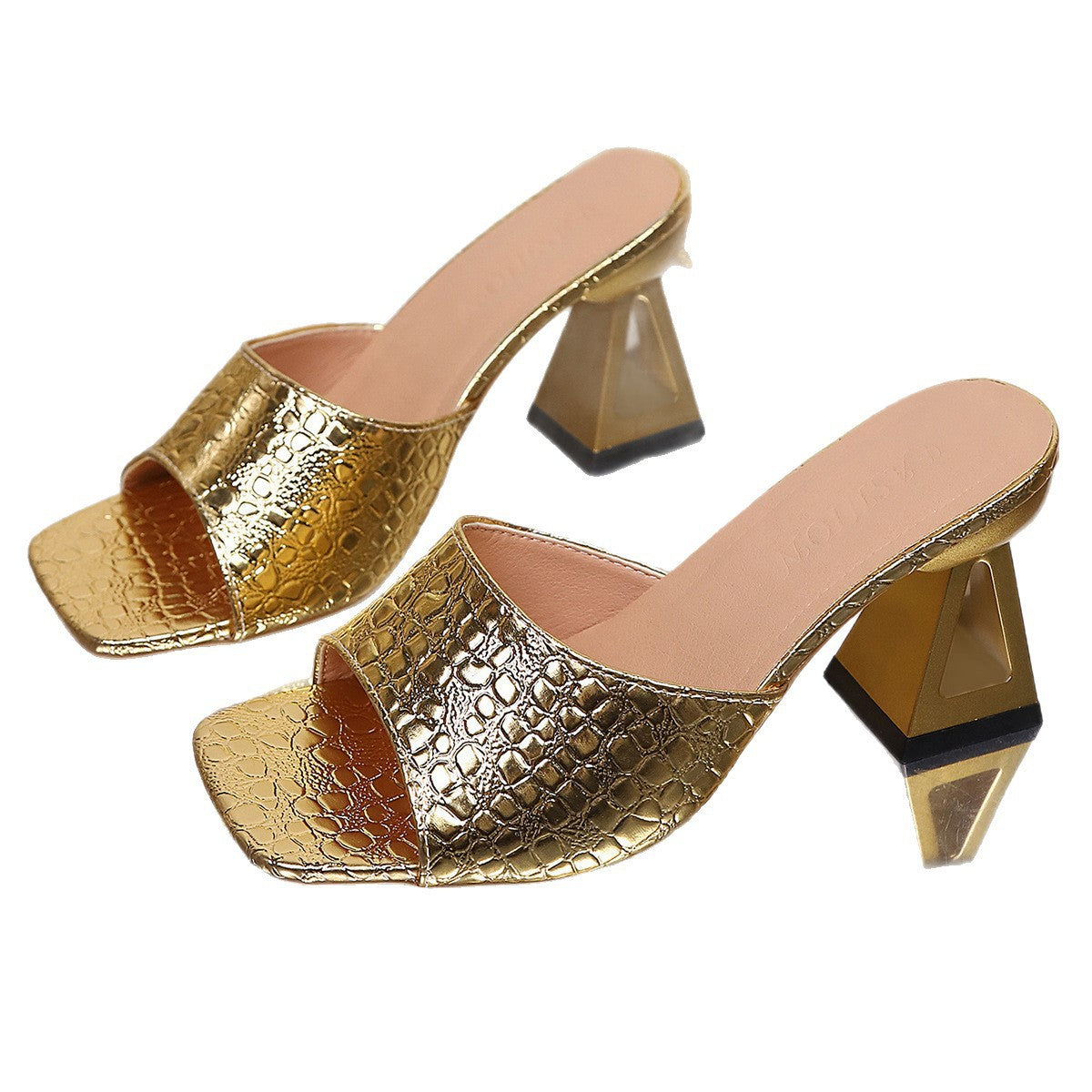 Damen elegante Blockabsatz Sandalen mit Blumendekor