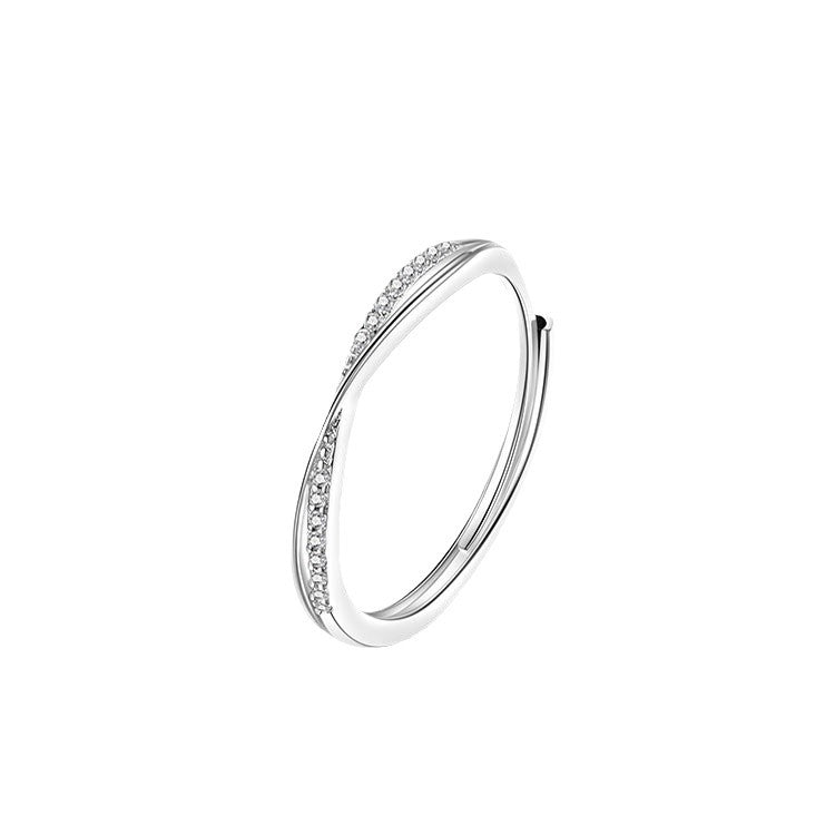 Damen filigraner Silberring mit gewundenem Design und funkelnden Akzenten Shop Nory