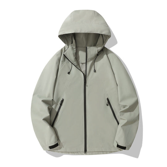 Damen wasserabweisende Outdoor-Jacke mit verstellbarem Kapuzenkragen und funktionalen Reißverschlusstaschen