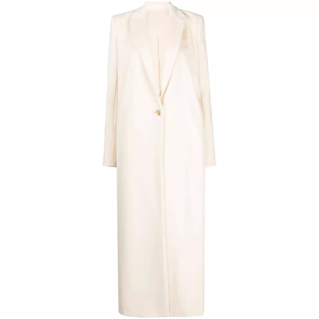 Damen Longline Wollmantel mit Ein-Knopf-Verschluss und tailliertem Revers Shop Nory