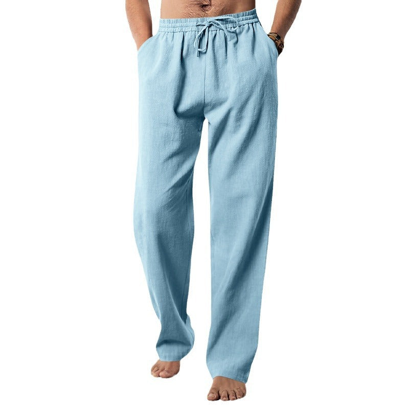 Herren nan leichte Relaxhose aus Leinenmix mit elastischem Tunnelzugbund und geradem Bein Shop Nory