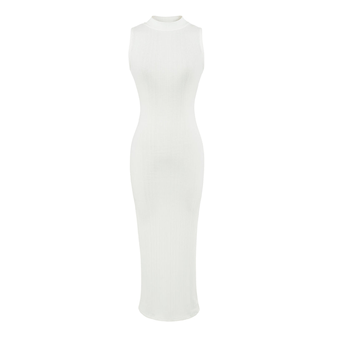 Damen Midikleid in Rippstrick, ärmelloses Slim‑Fit mit Stehkragen Shop Nory
