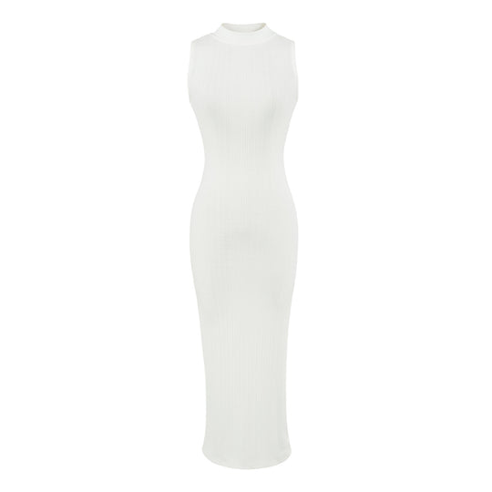 Damen Midikleid in Rippstrick, ärmelloses Slim‑Fit mit Stehkragen Shop Nory