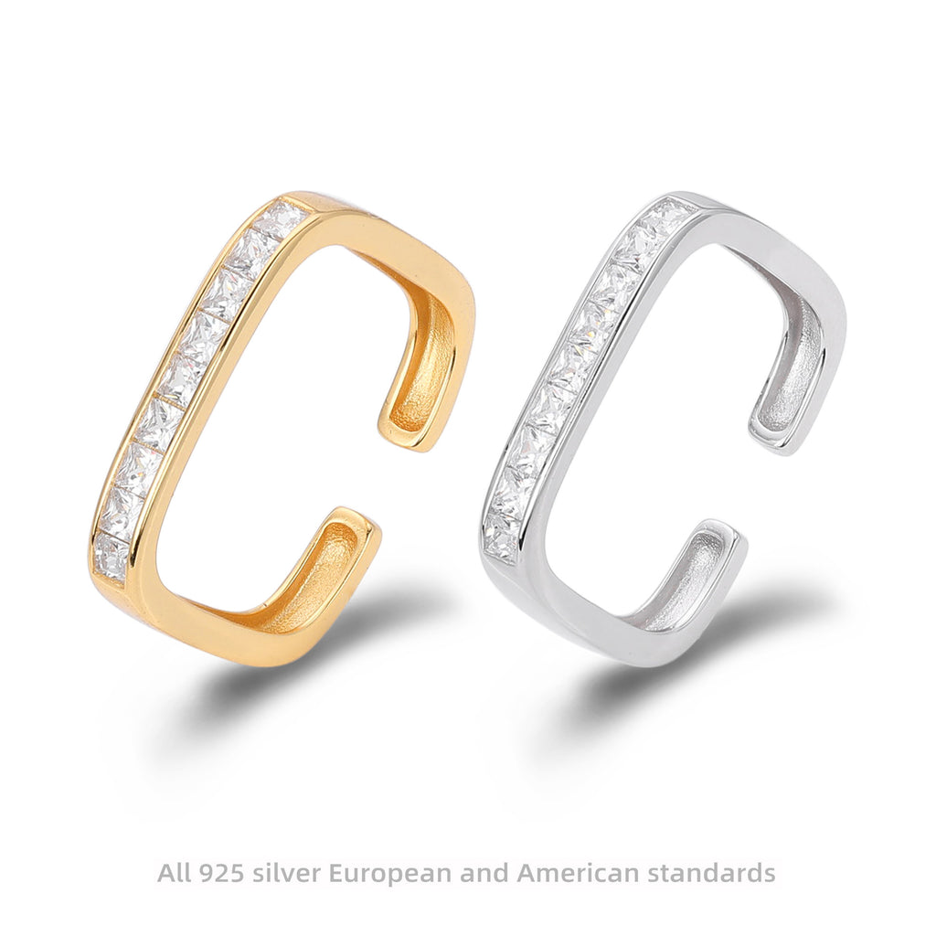 Damen Offener Ring mit luxuriösem Zirkonbesatz aus 925 Sterlingsilber Shop Nory