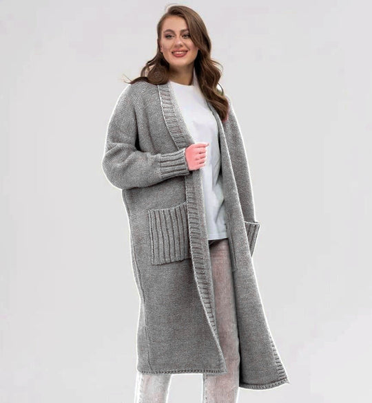 Damen Gemütlicher Strickmantel mit großen Taschen und oversized Schnitt