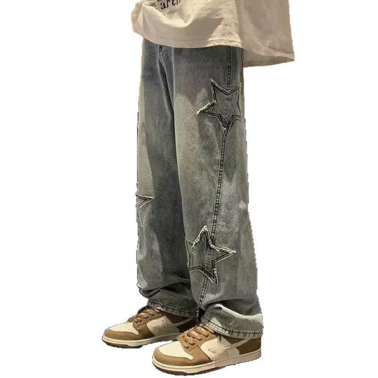 Herren lässige Jeans mit Sterne-Stickerei