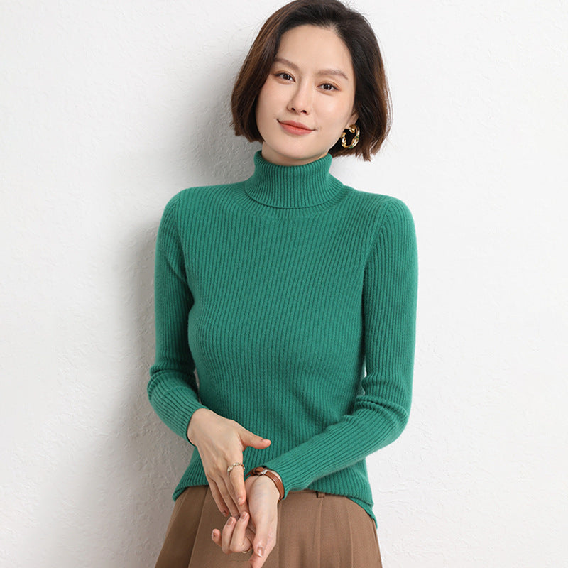 Damen Taillierter Feinstrick-Rollkragenpullover mit feiner Rippenstruktur und Kaschmir-Optik Shop Nory