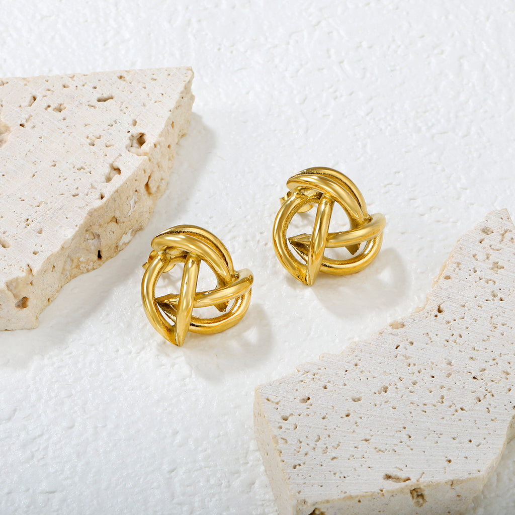 Damen Ohrstecker mit kunstvollem Knoten-Design und hochglänzender Oberfläche Shop Nory
