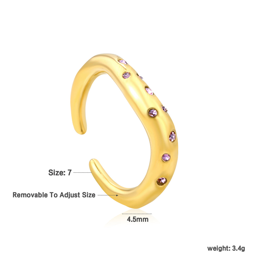 Damen Verstellbarer Ring mit glitzernden Zirkonia und modernen Grüntönen Shop Nory