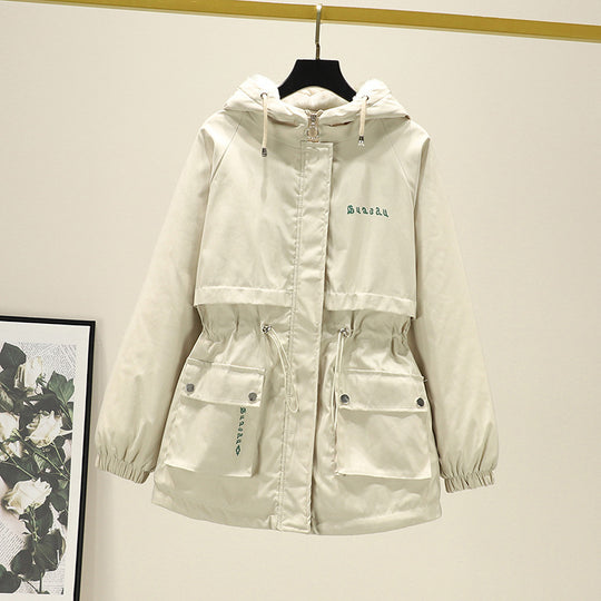 Damen Wasserabweisender Kapuzenparka mit Teddyfutter Tunnelzugtaillierung und Mehrfachtaschen Shop Nory