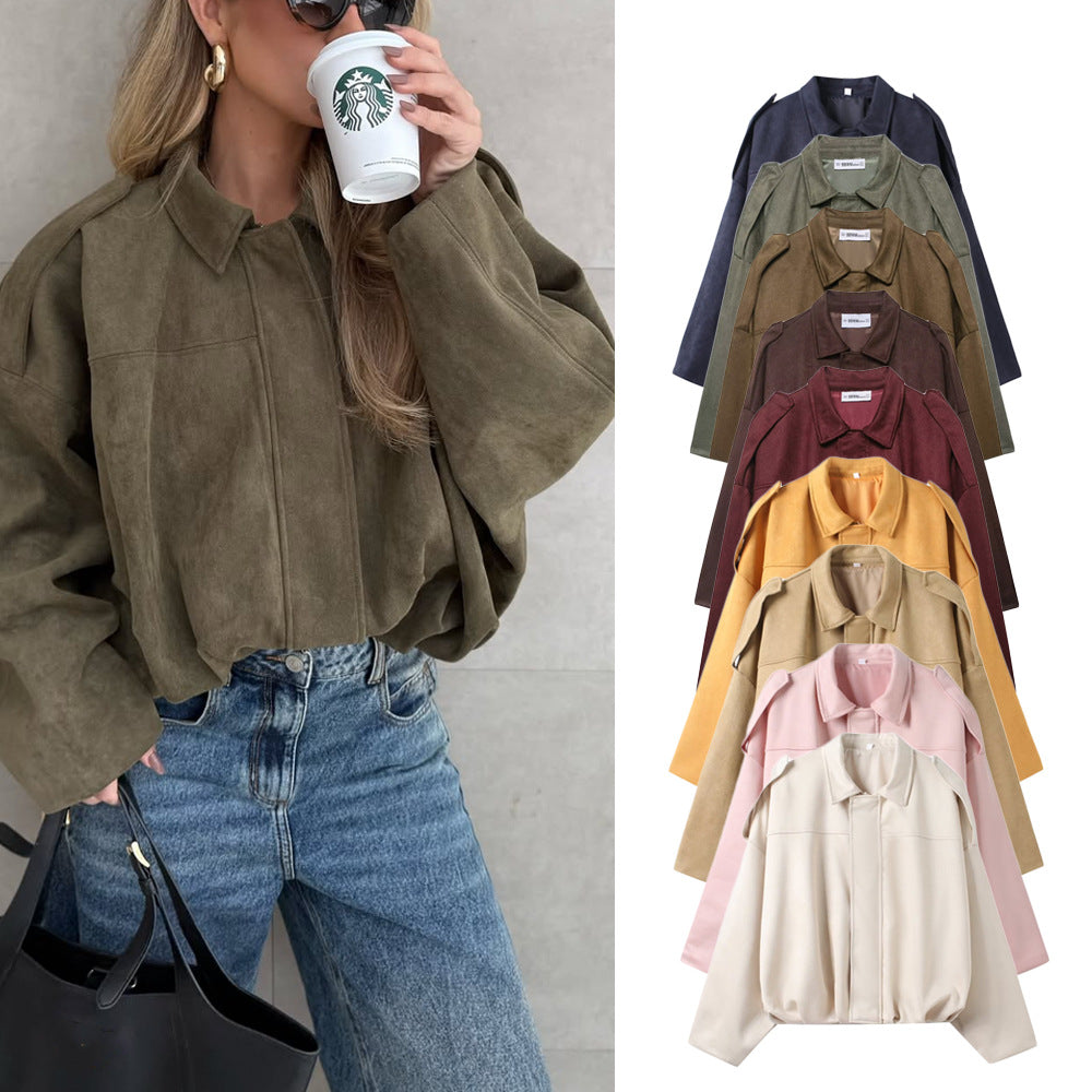 Damen Oversize-Cropped Jacke mit Balloon-Saum und Schulter-Cutouts Shop Nory