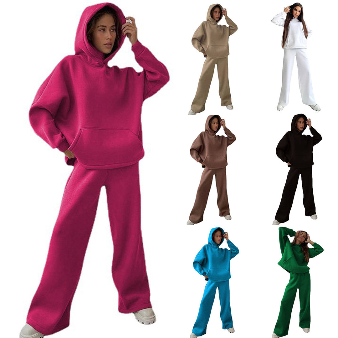 Damen nan Cozy-Komplettset mit extraweichem Oversize-Hoodie, Kängurutasche und High-Waist Palazzo-Sweathose Shop Nory