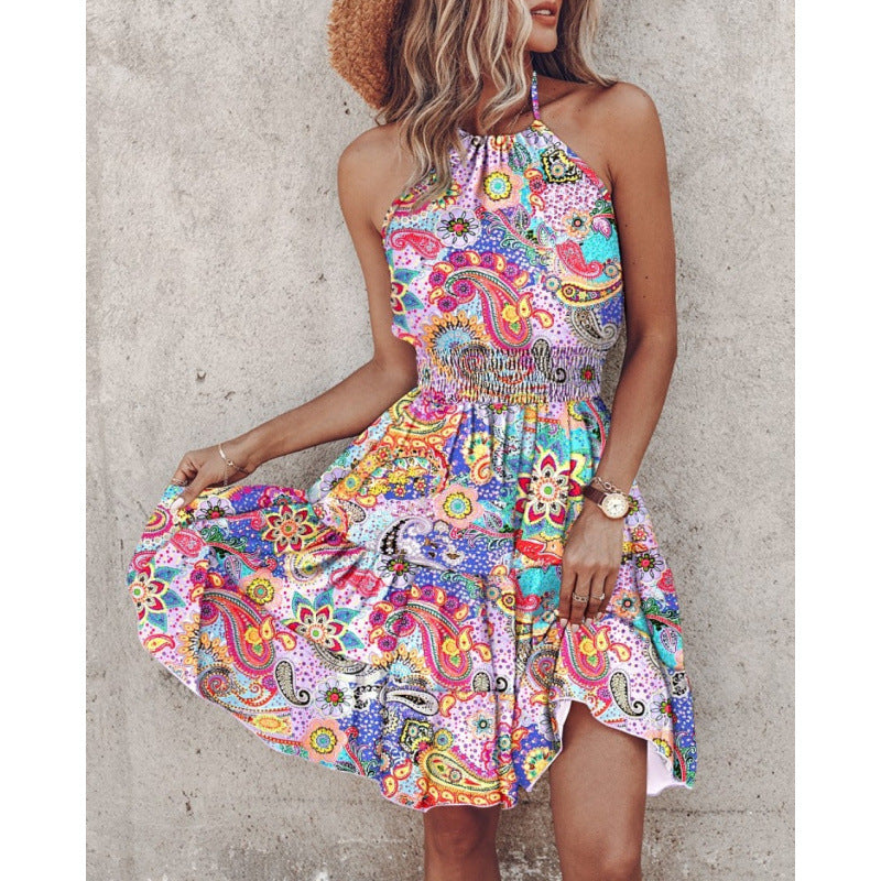 Damen Freizeitkleid mit floralen Druckdetails und Taillengürtel