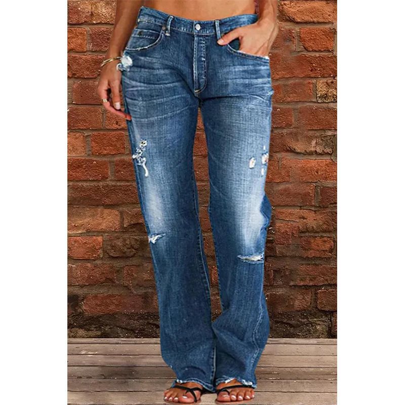 Damen Lockere Destroyed-Jeans mit weitem Bein und niedriger Taille Shop Nory