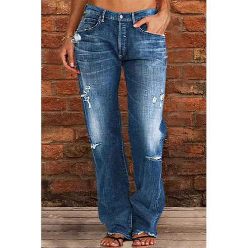 Damen Lockere Destroyed-Jeans mit weitem Bein und niedriger Taille Shop Nory