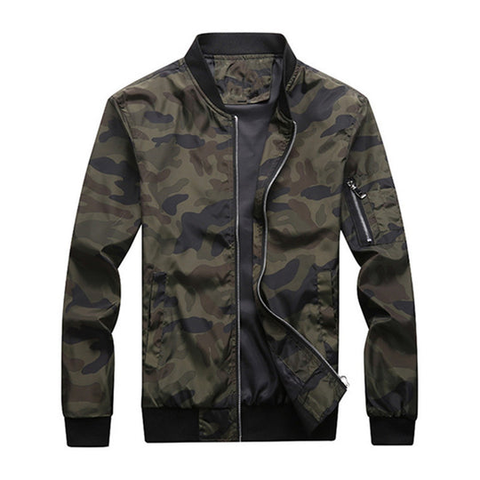Herren Camouflage-Bomberjacke mit Ärmeltasche, elastischen Bündchen und leichter Windbreaker-Qualität Shop Nory