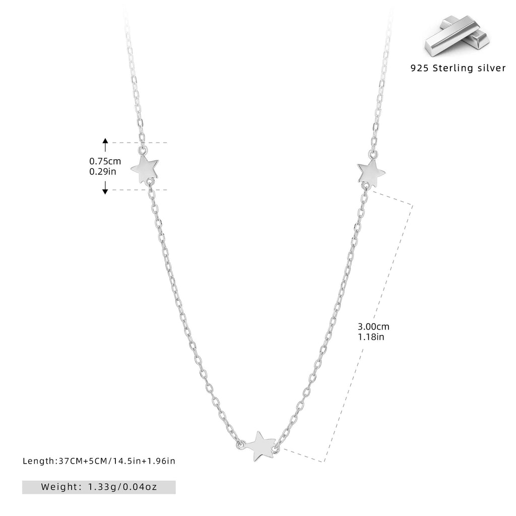 Damen Halskette mit funkelnden Sternenanhängern aus 925 Sterling Silber Shop Nory