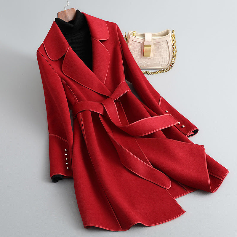 Damen Eleganter Wickelmantel mit Gürtel Shop Nory