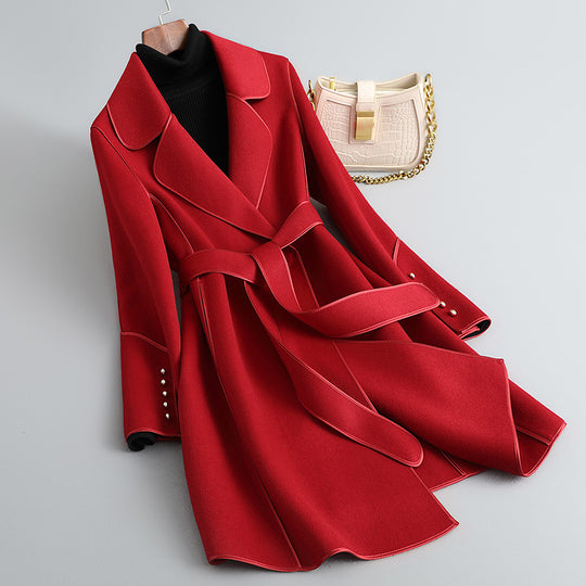 Damen Eleganter Wickelmantel mit Gürtel Shop Nory
