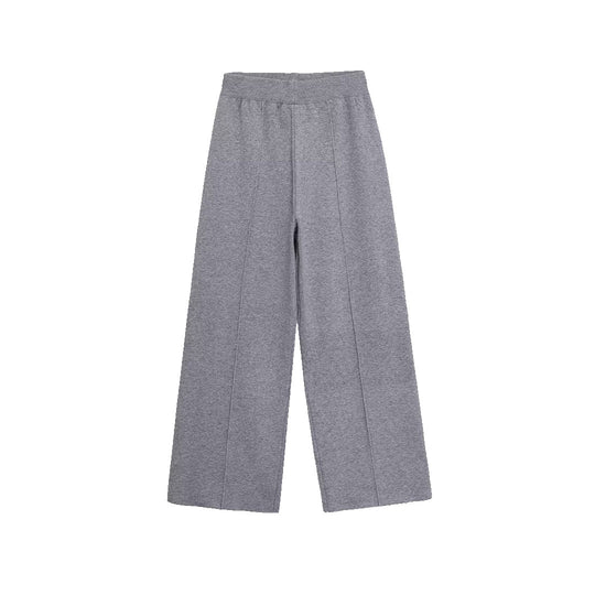 Damen Weite Strickhose mit hoher Taille, elastischem Bund und Teilungsnaht Shop Nory