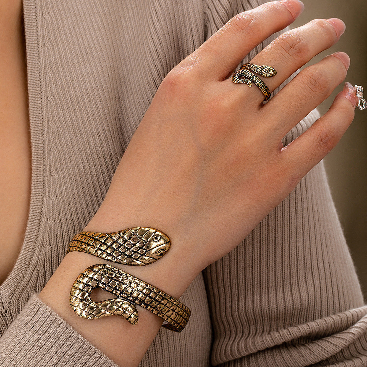 Damen Armreif und Ring im eleganten Schlangen-Design Shop Nory