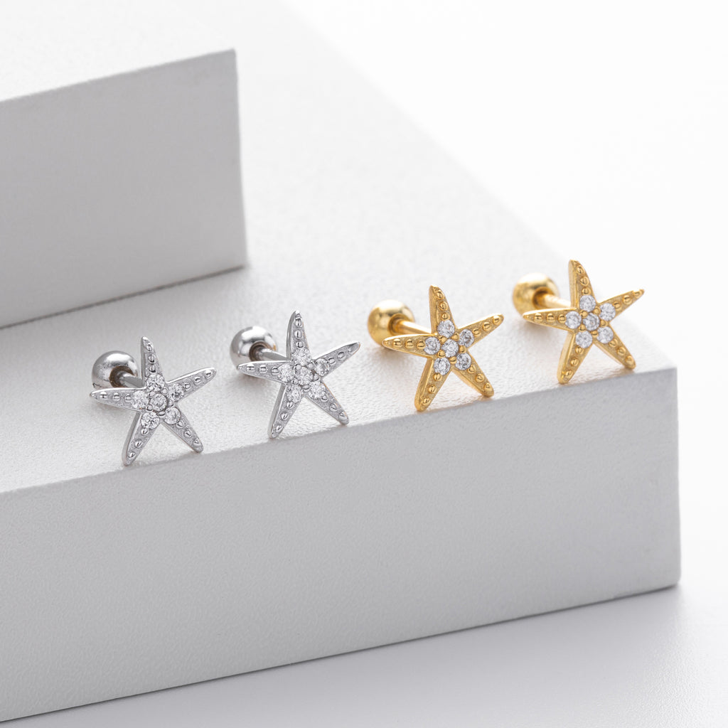 Damen Ohrstecker im stilvollen Seestern-Design aus hochwertigem 925 Sterling Silber Shop Nory