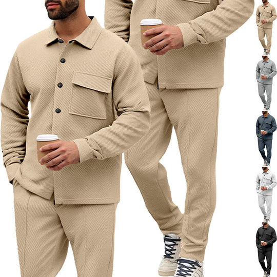 Herren Komfort-Zweiteiler Waffelstruktur-Hemdjacke mit Pattentasche und Relax-Bundhose Shop Nory