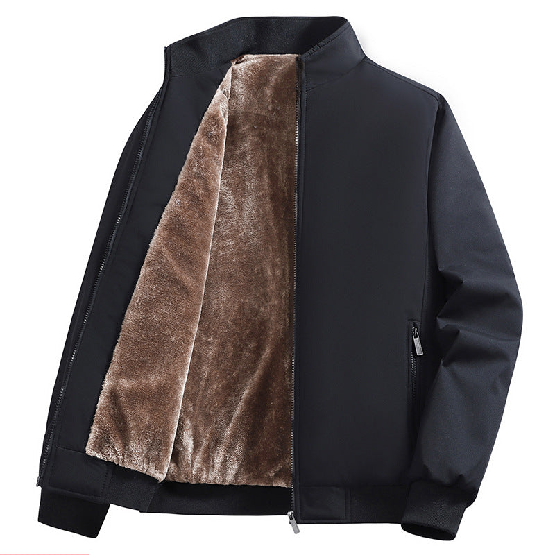 Herren Wattierte Bomberjacke mit Kunstfell-Innenfutter, Stehkragen und Reißverschluss Shop Nory