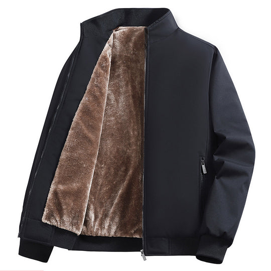 Herren Wattierte Bomberjacke mit Kunstfell-Innenfutter, Stehkragen und Reißverschluss Shop Nory