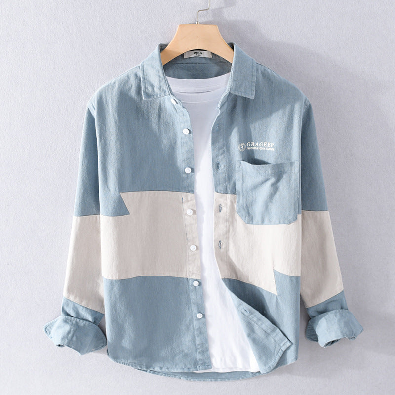 Herren Farbblock-Overshirt aus Baumwollmix mit Brusttasche und Relaxed-Fit Shop Nory