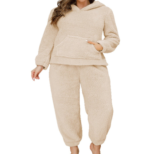 Damen Kuscheliges Teddy-Fleece Lounge-Set mit Kapuzenpullover und Jogginghose Shopy Nory