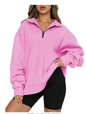 Damen nan oversized Sweatshirt mit halbem Reißverschluss, weichem Fleece-Innenfutter und Kängurutasche Shop Nory