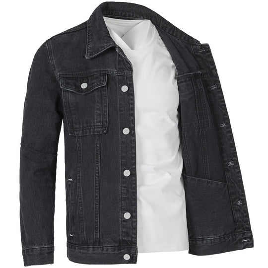 Herren Jeansjacke im modernen Slim-Fit Design mit praktischen Taschen und robusten Nieten