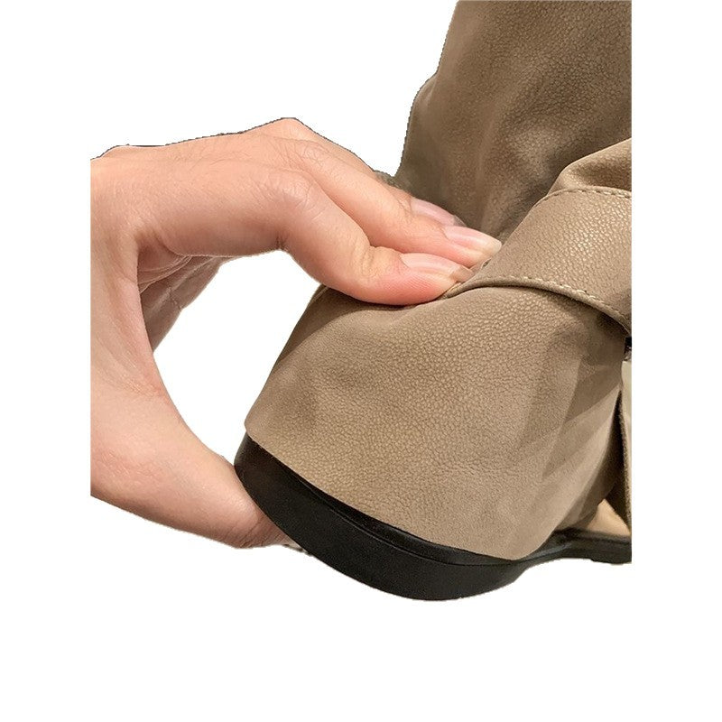 Damen Knöchelhohe Wildleder‑Sandale mit Zehensteg, Umschlagmanschette und Schnallenriemen Shop Nory